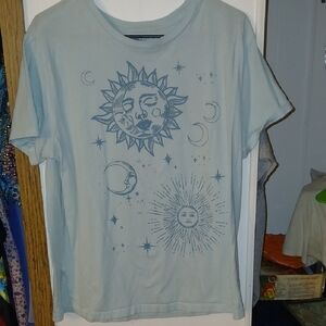 Graphic Tee with Sun and Moon Design